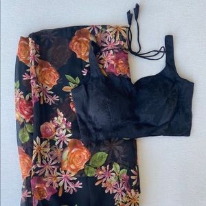 Black Floral Saree